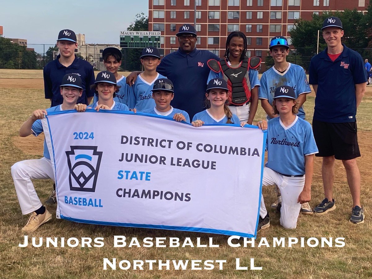 DCStateLL's tweet image. @LittleLeague @JLER_DuBois 
Juniors #Baseball East Regional Tournament 
GAMEDAY

11:00 am DuBois, PA
@NWLLDC (DC) vs Throgs Neck LL (NY)

Let’s go @NWLLDC!  
#DC Juniors Baseball Champions!
#LLWS