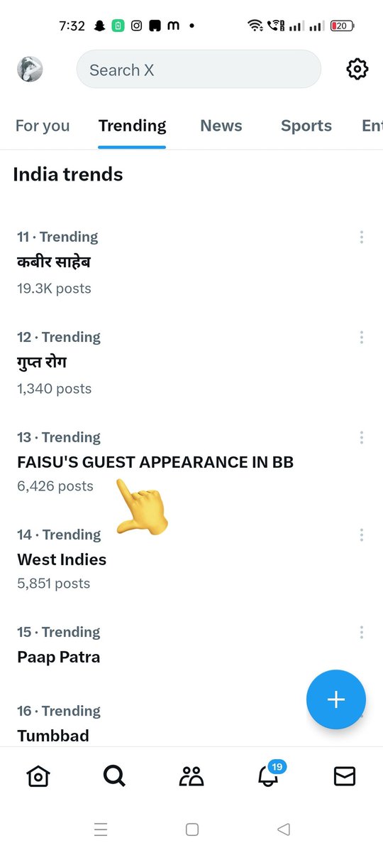 disha_patel2907's tweet photo. Woahhh our tagline FAISU'S GUEST APPEARANCE IN BB is trending at no 13 

Also tagline and Hashtag #FaisalShaikh is trending on for you page along with #WeekendKaVaar https://t.co/7fmDB8migP