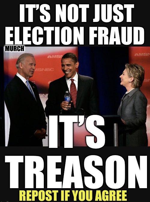 TheEXECUTlONER_'s tweet photo. It was never just election fraud. It was a coup. They all committed treason and continue to do so. 

Our country will never unite until those responsible are charged and convicted of Treason. 

Who feels the same? 🙋‍♂️ https://t.co/OSrPfssWXe