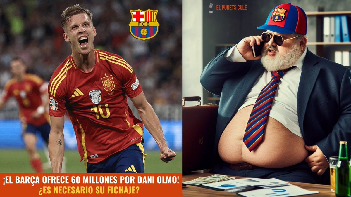 ElPuretsCule's tweet photo. ¡OFERTA DEL BARÇA DE 60 MILLONES POR DANI OLMO! 💰

MUCHA PASTA... MI OPINIÓN EN YOUTUBE 👇🏻

https://t.co/HWvnODlE5f

#Barça #daniolmo #EURO2024 #FcBarcelona #RealMadrid #nicowilliams #hansiflick https://t.co/UbSOFwc8fe