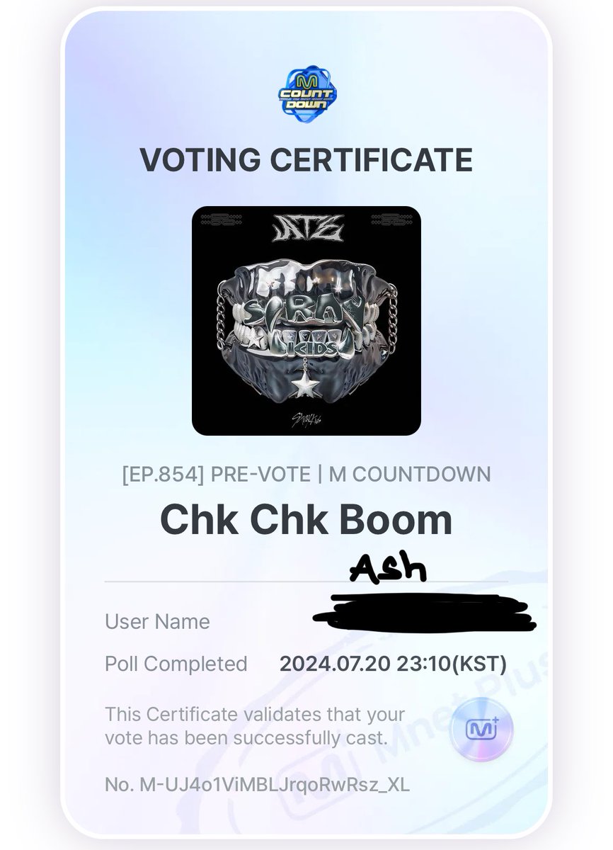 Ash01831282's tweet photo. VOTE FOR Chk Chk Boom ON MCOUNTDOWN!!!!!! Let’s make sure to win as much as possible for skz 💪💪 https://t.co/5lyQNkv5sN