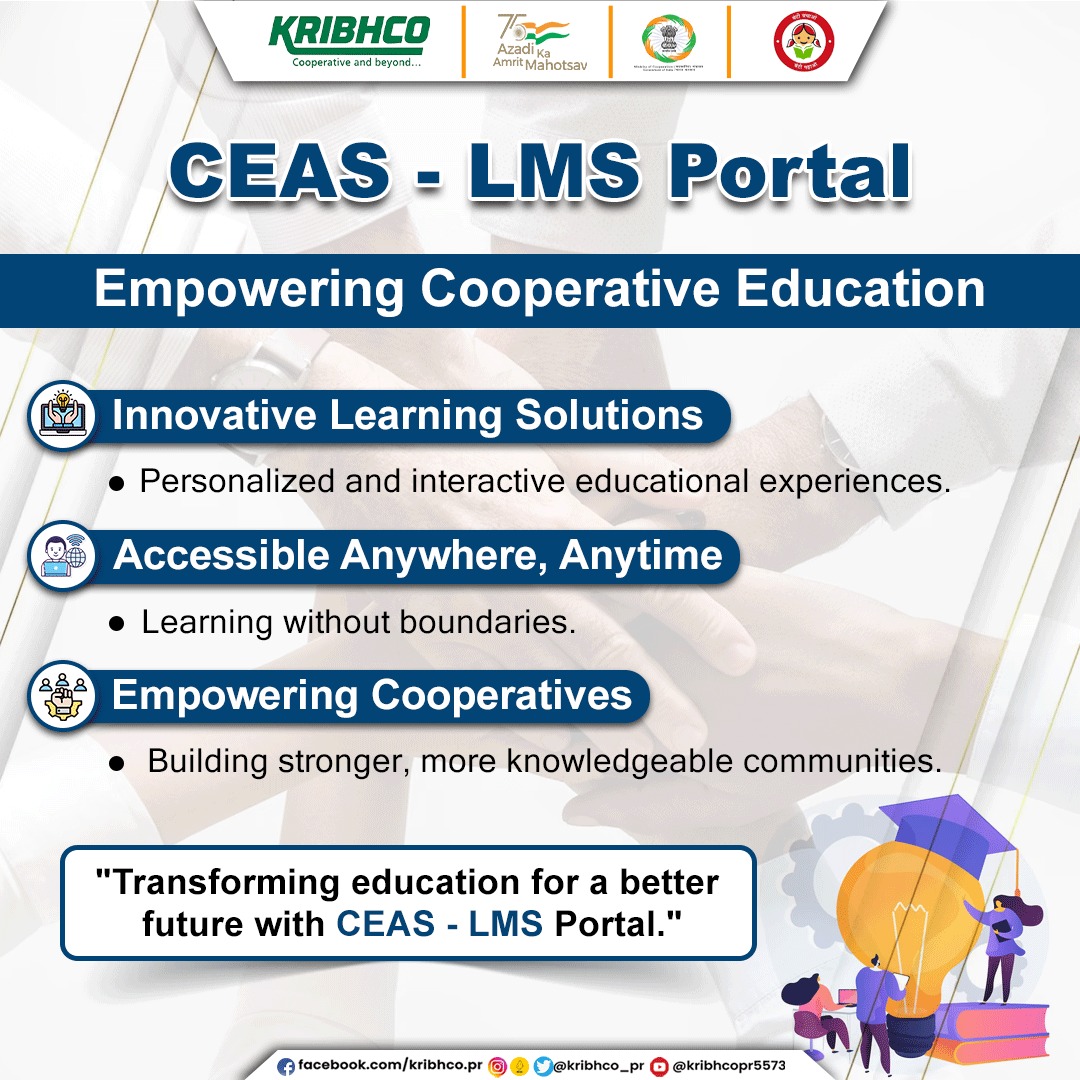 KRIBHCO_PR's tweet photo. Unlocking potential with CEAS LMS Portal: Empowering cooperative education through innovative learning solutions. Learn more at https://t.co/sYMI80OGN6

#CooperativeEducation  #EmpowerLearning

@MinOfCooperatn
@AgriGoI
@ncuicoop
@fertmin_india https://t.co/wlKjj0BQqs