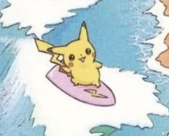 he’s surfing!