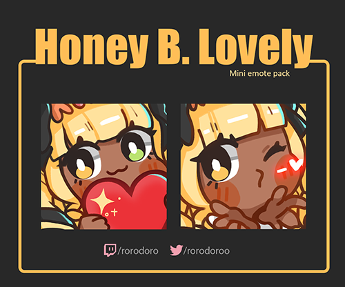 🐝 Non-commercial free to use Honey B. Lovely emotes! 

💛 RT &amp; Likes are appreciated 
💛 Gumroad under reply!