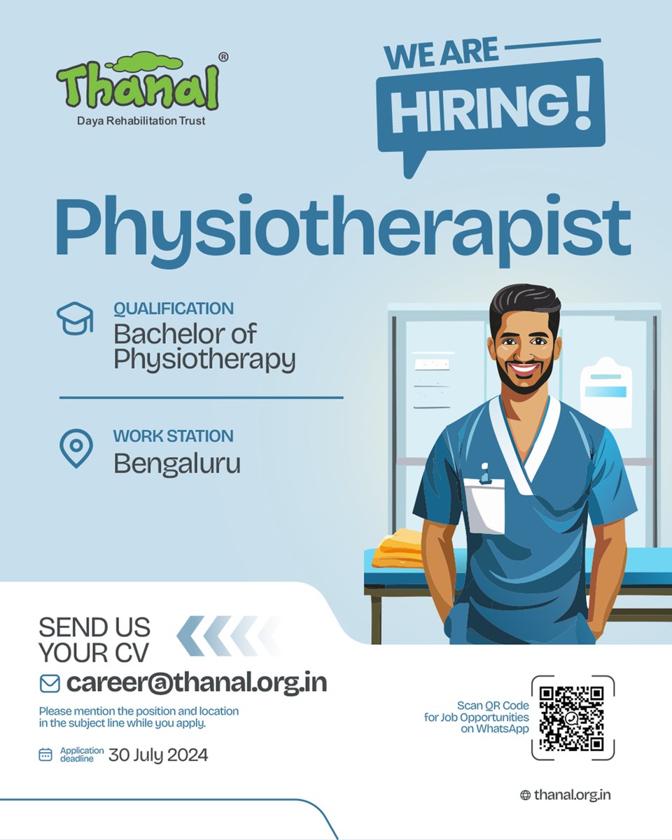 thanalngo's tweet photo. We are hiring Physiotherapist! https://t.co/a43UEkWsmj