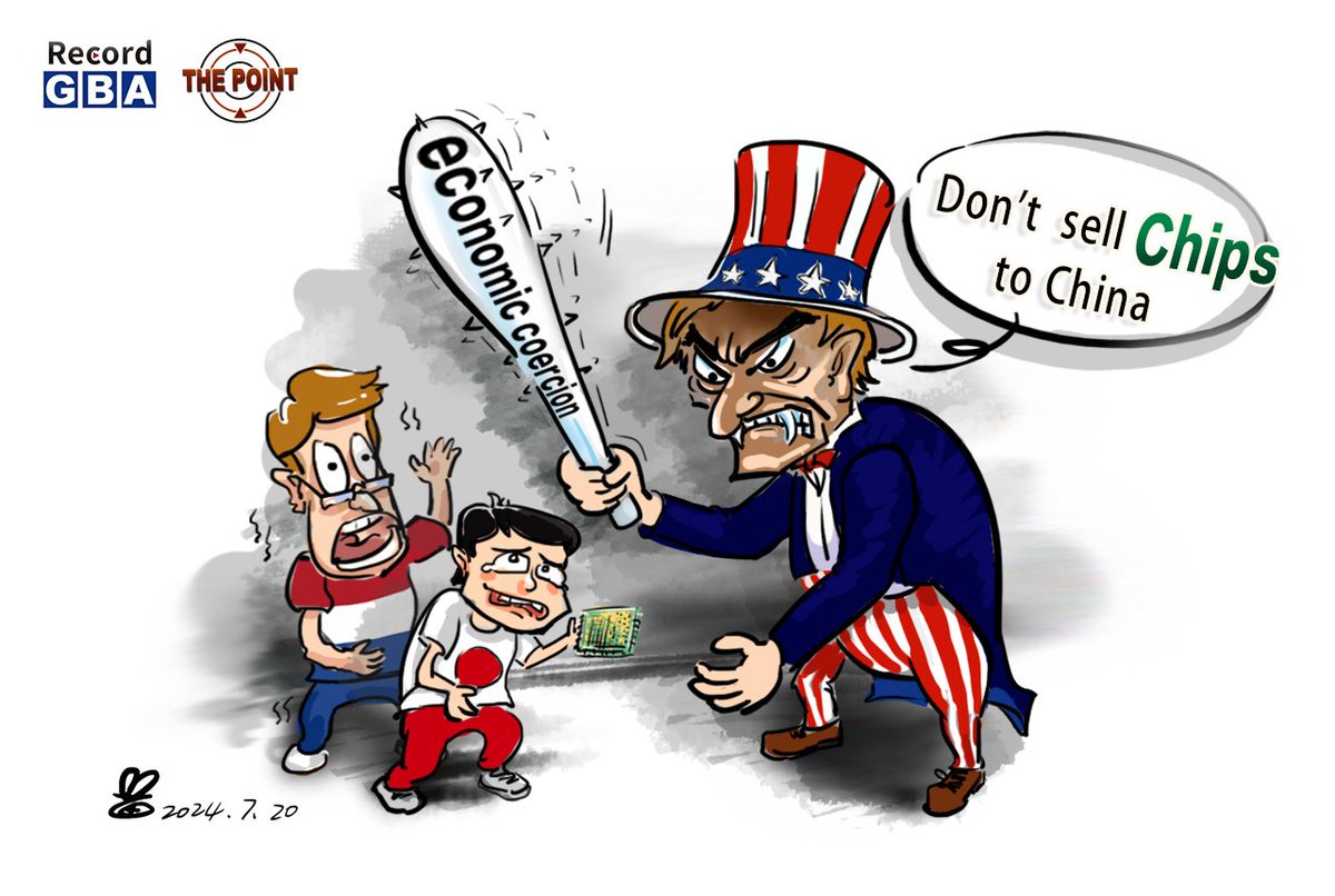 RecordGBA's tweet photo. 🚨#ThePoint 丨The #UnitedStates  🤡is considering tougher measures to exert pressure on enterprises from countries such as #Japan and the #Netherlands to restrict their trade of #chips with #China 🇨🇳 to a greater extent.
It's definitely will not work!
 #EconomicCoercion 
(By 喵喵漫画)
@Kanthan2030 @CGMeifangZhang @CarlZha @xuejianosaka @XH_Lee23 @zhang_heqing  @thinking_panda @Whistle020
