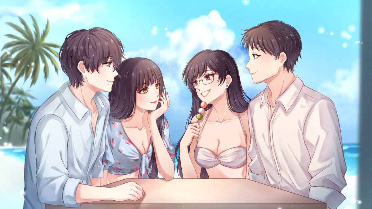 gyoukudo's tweet photo. [yoshime; 🐙🍀] 
ft. {hirona; 📸🌹} by @morofushihana

"... doubled the love, doubled the fun!"

Party of H quartet ㅡ Hirofumi, Himeko, Hanako, Hiromitsu. 

#yumelokalgallery #yshm https://t.co/b9qUoOKWVx