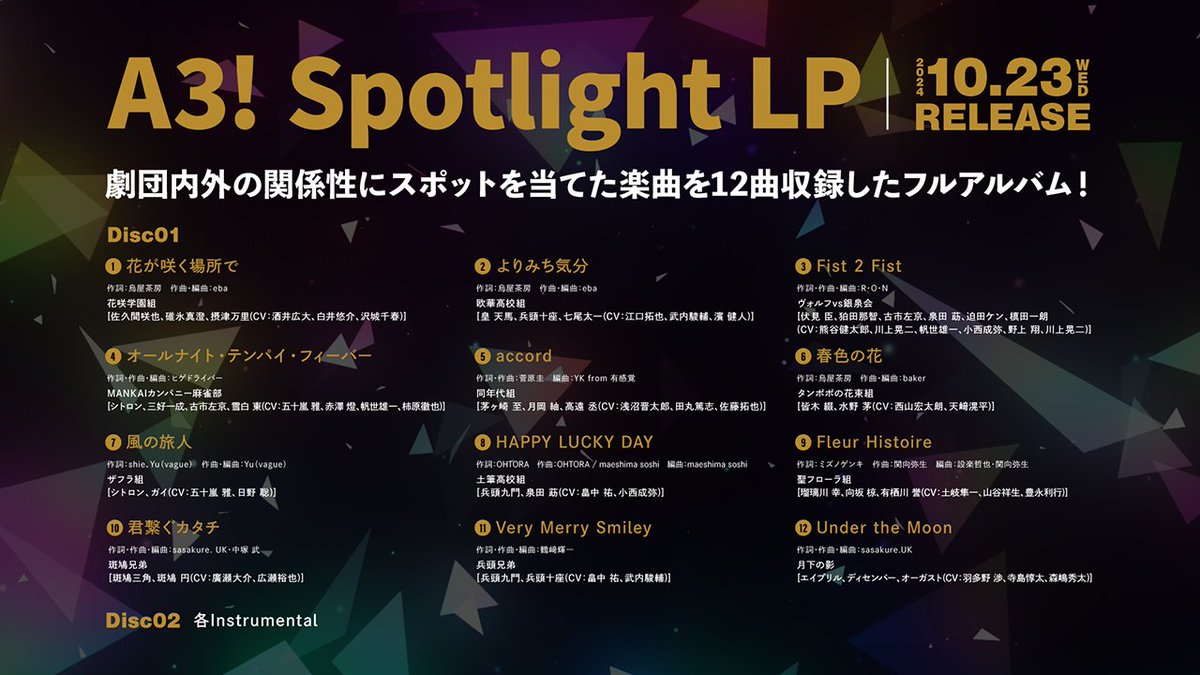 ☆Spotlight LP発売決定☆ スポットライトイベント楽曲を集めた『A3 