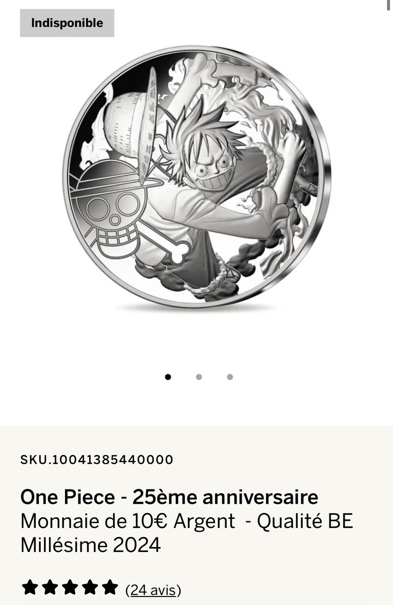 一方、フランスではワンピースの金貨・銀貨・メダルまで出てしまう