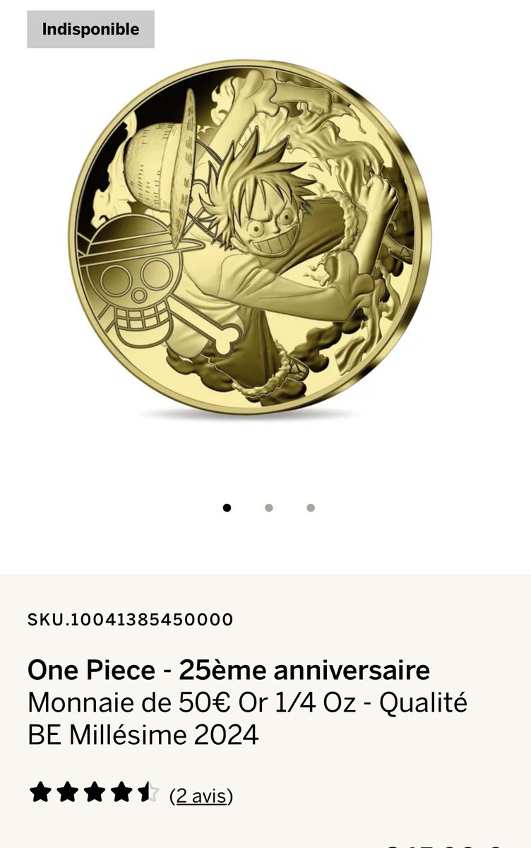 一方、フランスではワンピースの金貨・銀貨・メダルまで出てしまう