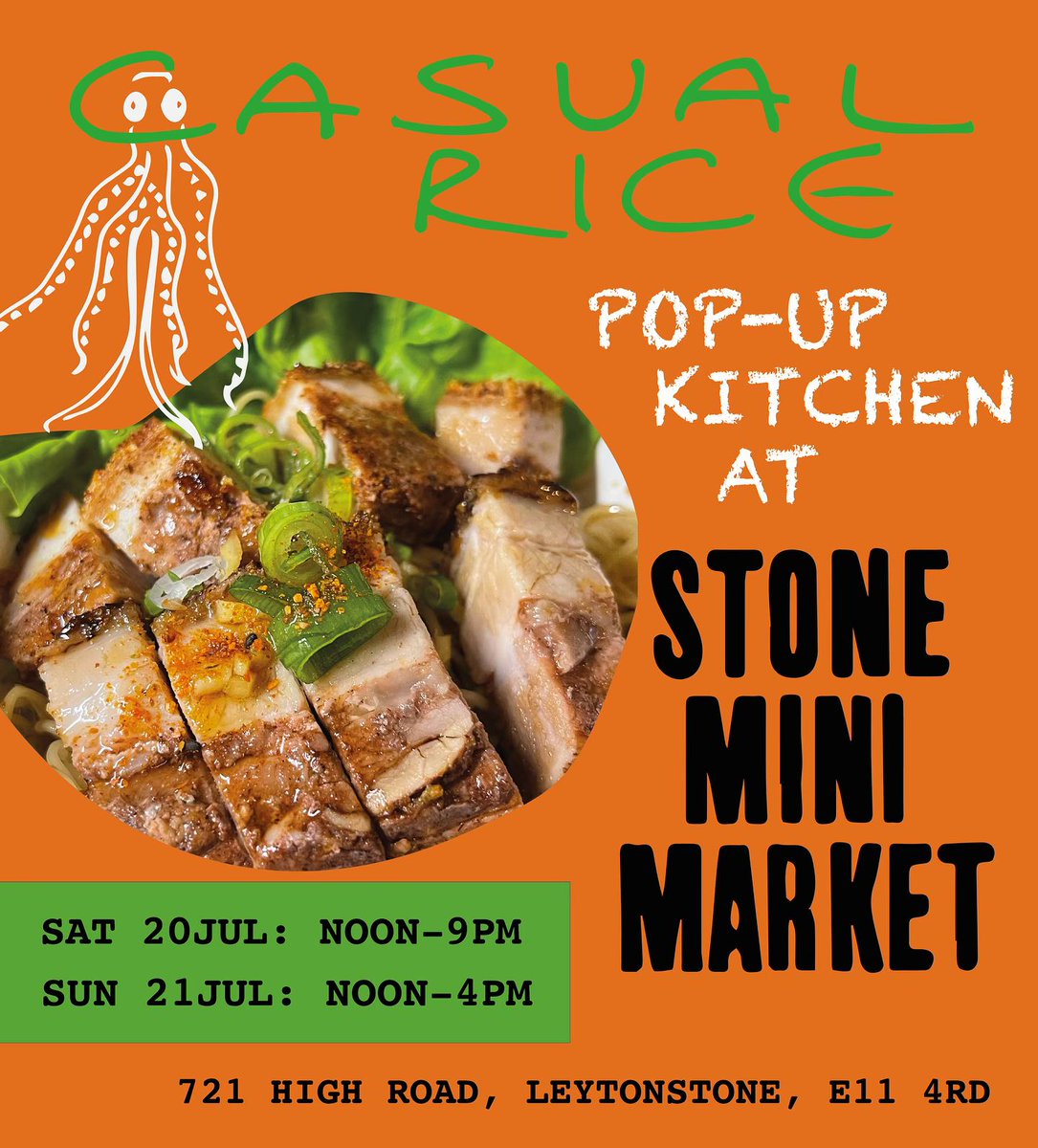 LondonPopups's tweet photo. Inspiration for a hot Saturday - my listings of the best pop-ups from independent chefs around the capital https://t.co/9wSb7iJumg inc #CasualRice's pan Asian cooking at #StoneMiniMarket in Leytonstone https://t.co/jkPYpz8W0T