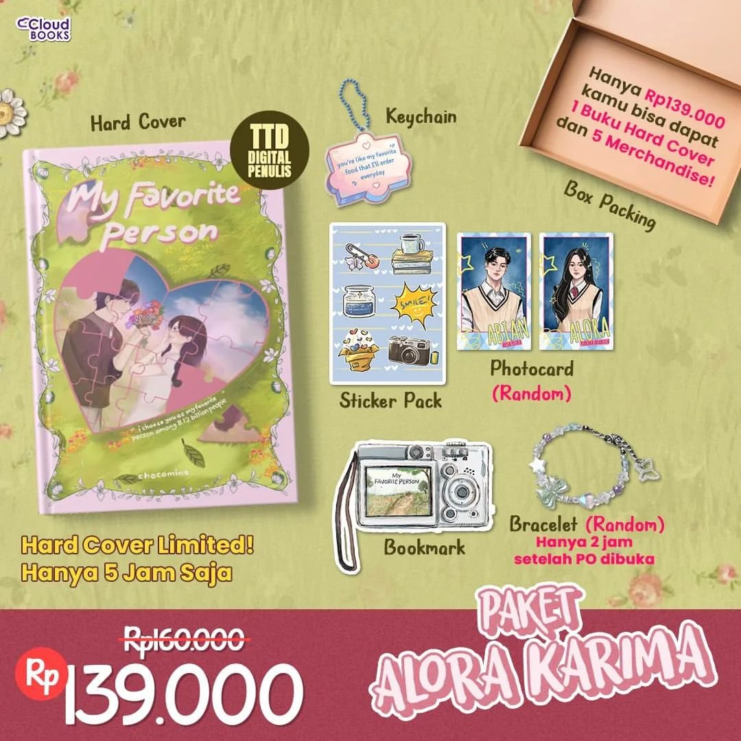 cloudyyskyygo's tweet photo. 🇲🇾 MY G.O | MY FAVORITE PERSON BY @berrychoco1306 @Cloudbookspub 

Hard Cover
Paket Abialora : RM 55
Paket Favorite Person : RM 73
Paket Alora Karima : RM 55
Paket Taman Bunga : RM 73

☁️ Exclude EMS &amp; local postage (pay when ready ship to 🇲🇾)

Due: TBA

#novelau #autiktok https://t.co/FMubAGwo4n