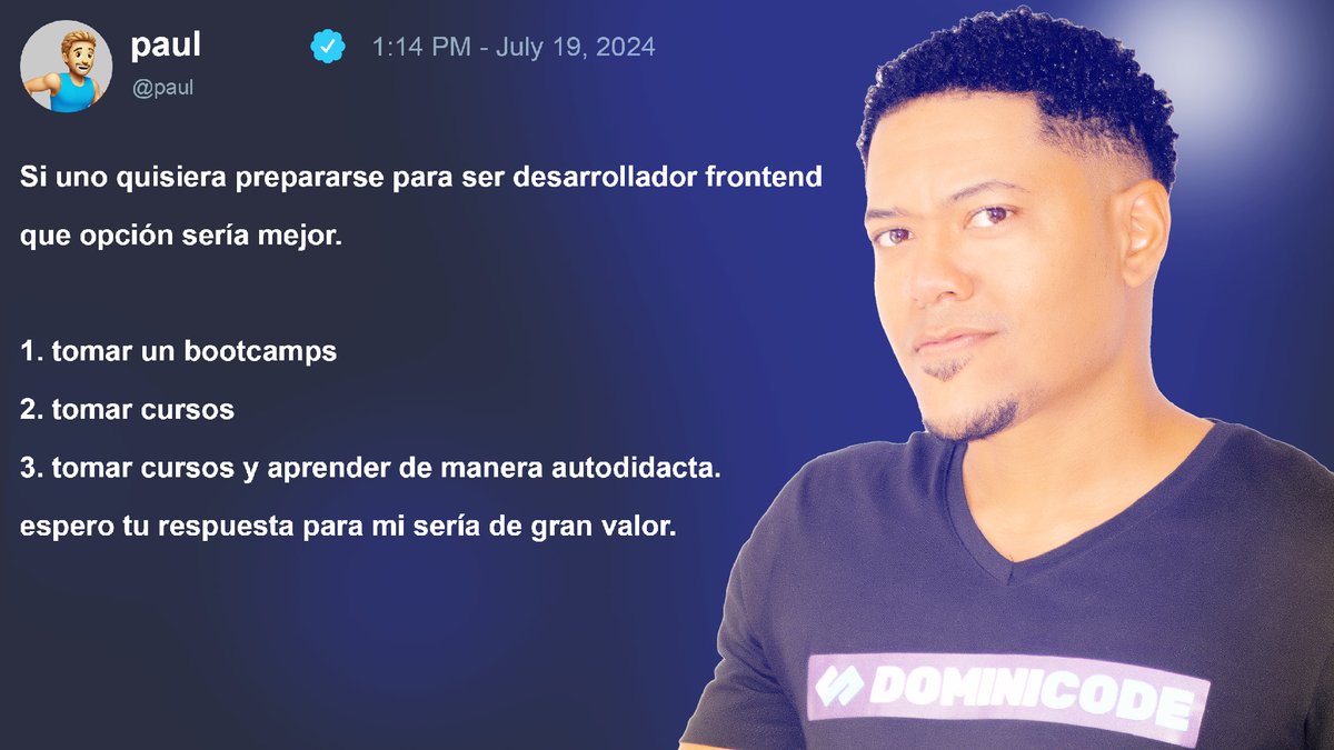 domini_code's tweet image. ¿Bootcamp, cursos online o aprendizaje autodidacta?
En mi último video analizo las ventajas y desventajas de cada opción para convertirte en desarrollador frontend.
¡Descubre cuál es la mejor para ti! #DesarrolloWeb #Angular #Dominicode
youtu.be/ZqVEMn5ZVhM