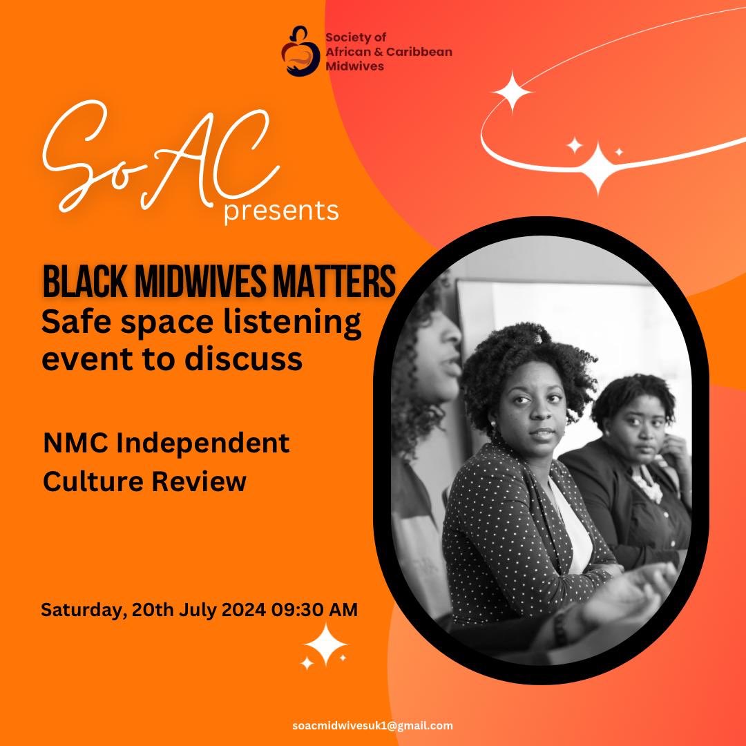 SoAC (@soac_midwives) on Twitter photo We had our safe space listening event👇🏽 in response to <a href="/nmcnews/">Nursing and Midwifery Council</a> culture review. We will be writing our response with clear actions that #BlackMidwives want to see <a href="/MidwivesRCM/">Royal College of Midwives 💙</a> <a href="/CNOBME_SAG/">CNO CMidO_StrategyGrp</a> <a href="/CMidOEngland/">Kate Brintworth</a> <a href="/_nmcwatch/">NMCWatch:Registrant Care</a> #WeStandTogetherToStampOutRacism #UBUNTU We had our safe space listening event👇🏽 in response to <a href="/nmcnews/">Nursing and Midwifery Council</a> culture review. We will be writing our response with clear actions that #BlackMidwives want to see <a href="/MidwivesRCM/">Royal College of Midwives 💙</a> <a href="/CNOBME_SAG/">CNO CMidO_StrategyGrp</a> <a href="/CMidOEngland/">Kate Brintworth</a> <a href="/_nmcwatch/">NMCWatch:Registrant Care</a> #WeStandTogetherToStampOutRacism #UBUNTU