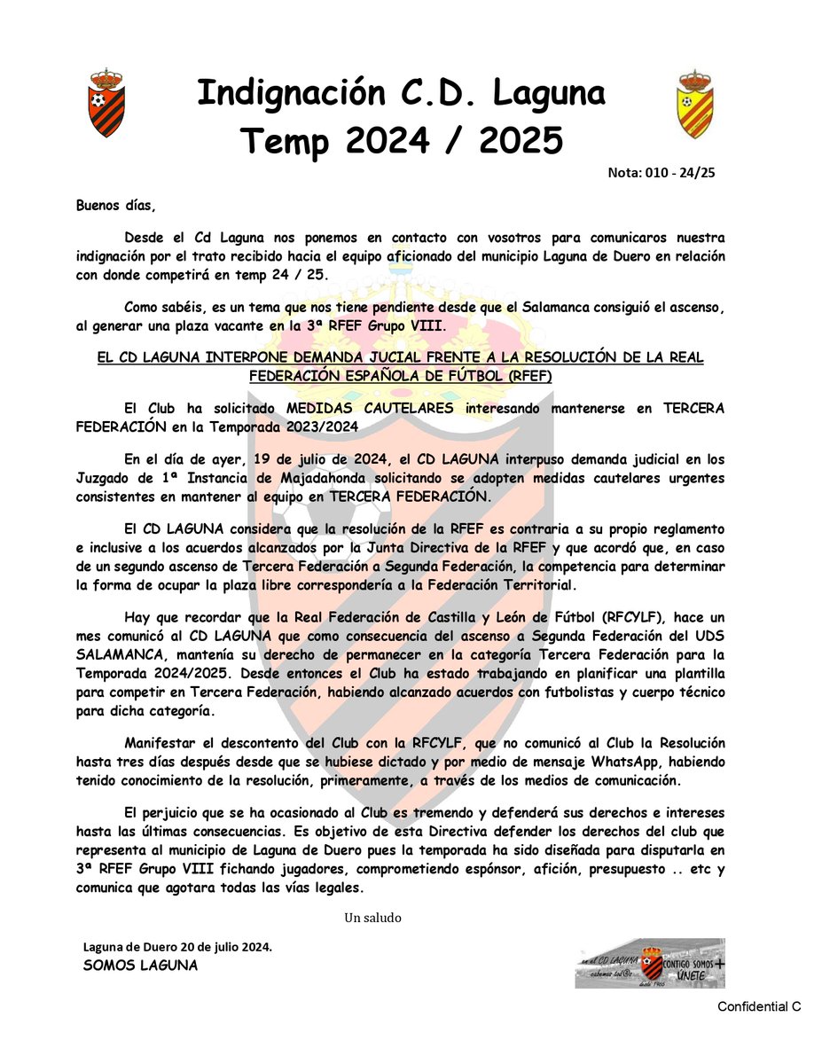CDLaguna_Info's tweet photo. 📢📢COMUNICADO OFICIAL https://t.co/DTMySmDKkr