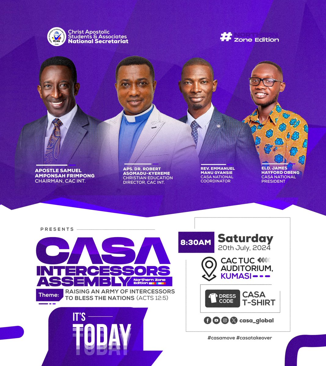 casa_global's tweet photo. Are you in and around the environs of #Kumasi? Then join us NOW at the CAC INT – TUC auditorium for a lively fellowship at the #NorthernZoneEdition of #CIA2024! 😍❤️‍🔥🥳

#casarians #casaglobal
#casamove #casatakeover
#givingourselvestoblessthenations
#winningtogether #agenda100💯 https://t.co/GVPRMi2duM