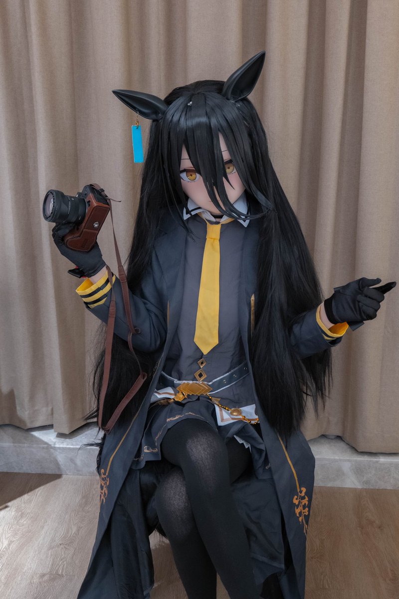 托雷纳桑，想要和☕️一起去拍些照嘛～
（呆毛忘记带了qwq）
#kigurumi #着ぐるみ #ウマ娘 #マンハッタンカフェ