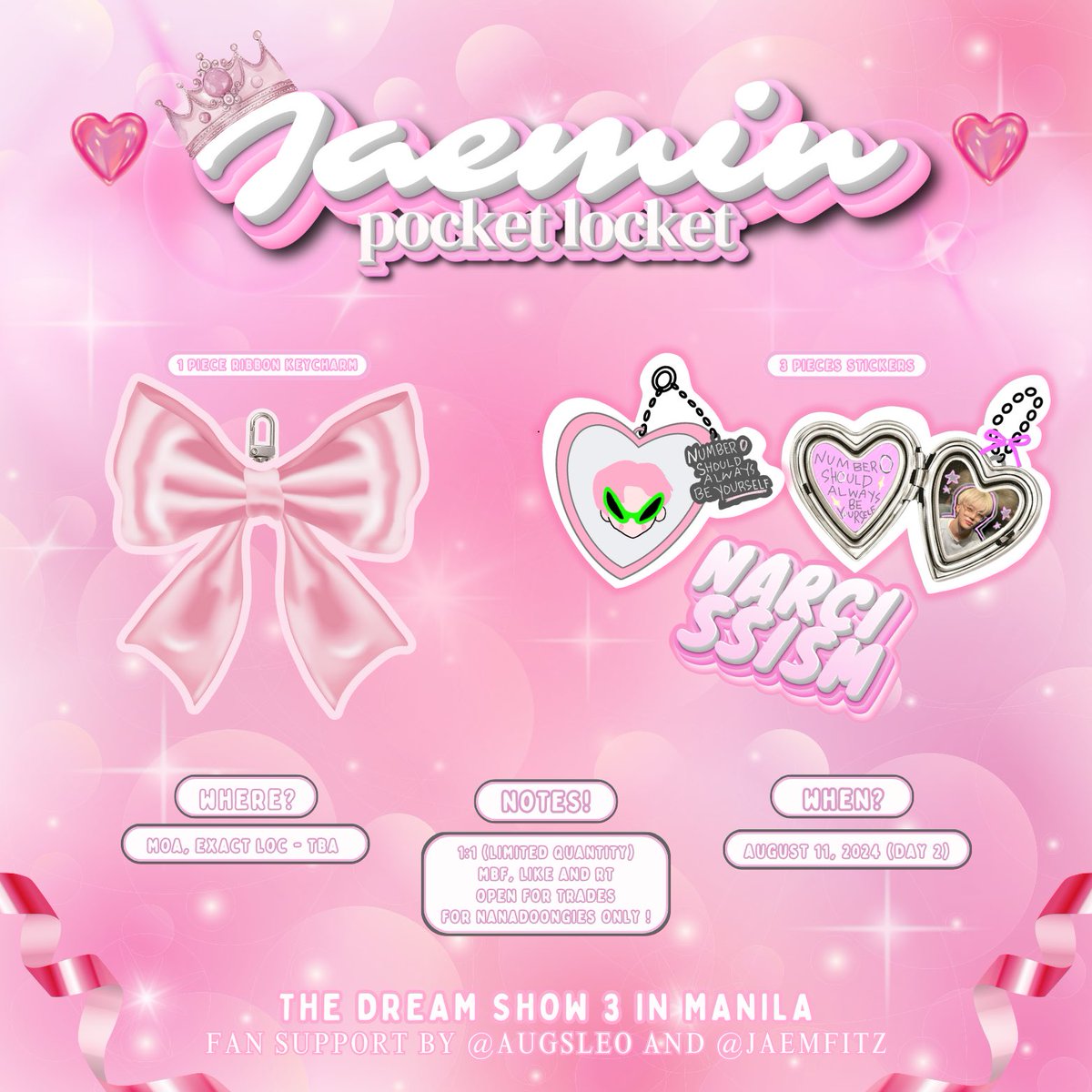 ⋆౨ৎ˚⟡˖ ࣪  𝐭𝐝𝐬𝟑 𝐢𝐧 𝐦𝐚𝐧𝐢𝐥𝐚 𝐣𝐚𝐞𝐦𝐢𝐧 𝐟𝐚𝐧 𝐬𝐮𝐩𝐩𝐨𝐫𝐭 𝐛𝐲 <a href="/augsleo/">َ</a> &amp; <a href="/jaemfitz/">arien</a> ૮ ․ ․ ྀིა

📍: tba 
📅 : august 11 (day 2)

౨ৎ 1:1 (limited qty)
౨ৎ mbf, like and retweet 
౨ৎ for nanadoongies only!  

#THEDREAMSHOW3_in_MANILA
#NCTDREAM_THEDREAMSHOW3_in_MNL