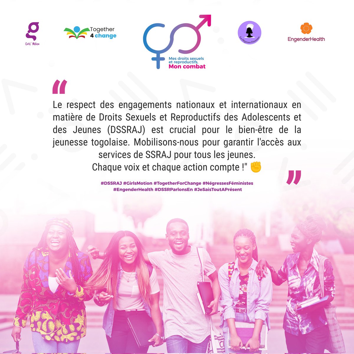 Bonjour à toi!

Si tu es d'accord avec le message plus bas👇🏽, prête-lui ta voix pour qu'il fasse plus d'écho ! Tu te demandes comment faire ?
Eh bien, like et partage ce post😉

"Le respect des engagements nationaux et internationaux en matière de Droits Sexuels et Reproductifs