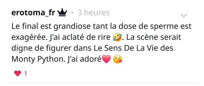 La dose de sperme est exag&eacute;r&eacute;e ? Comment &ccedil;a? https://t.co/5y0dx5nz8Y
