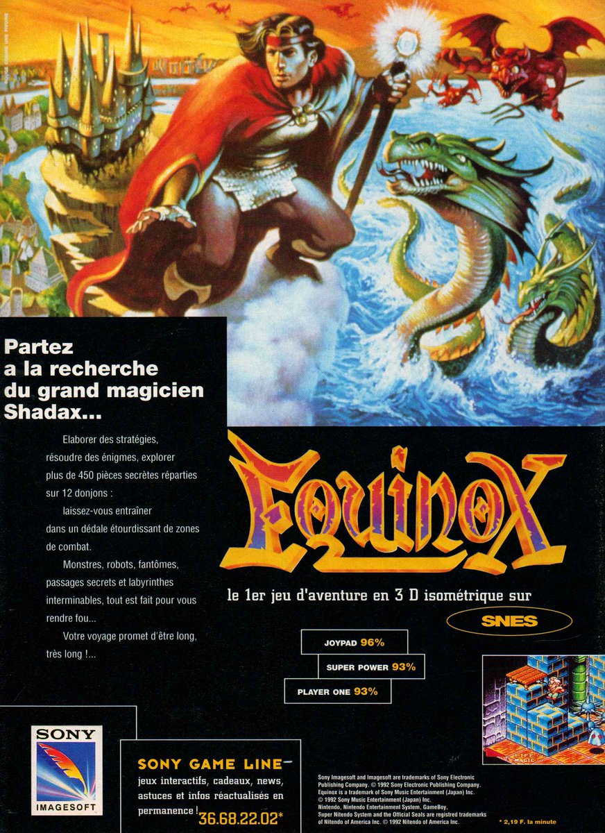 AllmightoFranky's tweet photo. La publicité du jour bonjour!Pubs récups dans un #Supow mag spé #Nintendo!Double-page pour #ClayFighter qui n'a pas tenu ses promesse,#KickOff3 et #Equinox la suite de #Solstice!! #retro #retrogaming #oldschool #80s #90s https://t.co/JykWf9ucep