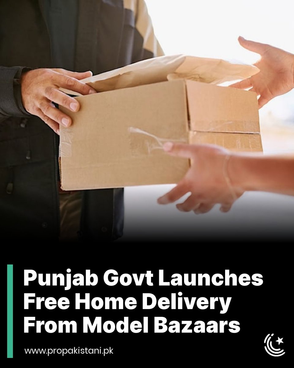 ProPakistaniPK's tweet photo. Free home delivery service would start from 36 model markets in Punjab.
Read More: https://t.co/R8etZEp1Cz
#FreeHomeDelivery #ModelBazaar #Punjab #Ecommerce https://t.co/wRYeqob5zw