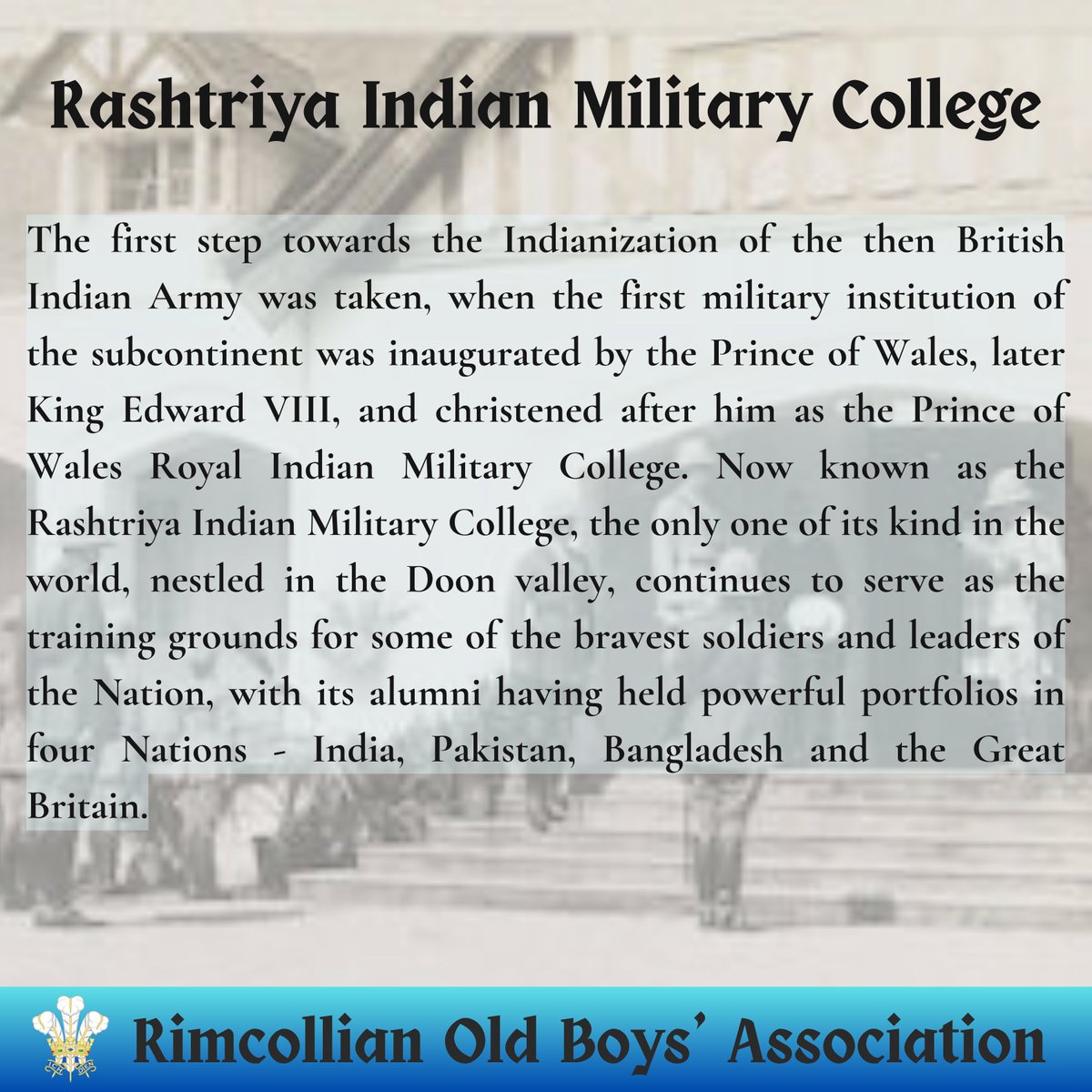 The first Military Institution of the country #RIMC