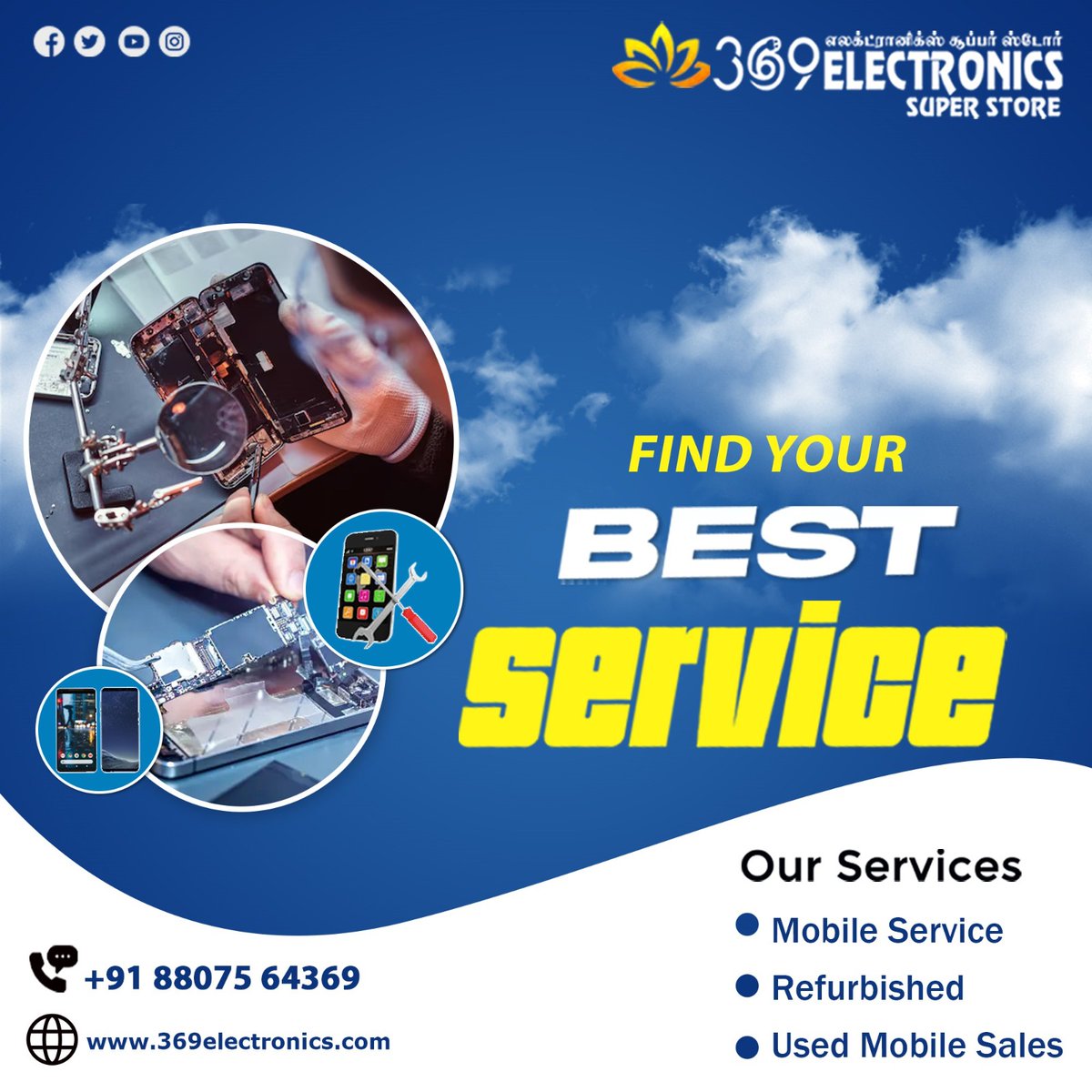 369Electronics's tweet image. 369 Electronics
*
*
📷 Find Your Best Service
*
*
Our Services :
📷 Mobile Sales
📷 Service
📷 Refurbished
📷 Used Mobile Sales
*
*
📷For More Details Call us : +91 88075 64369
*
*
#mobilesales #TechDeals #pcsales #laptopdeals #gamingpc
#workstation #desktopdeals #TechSales
