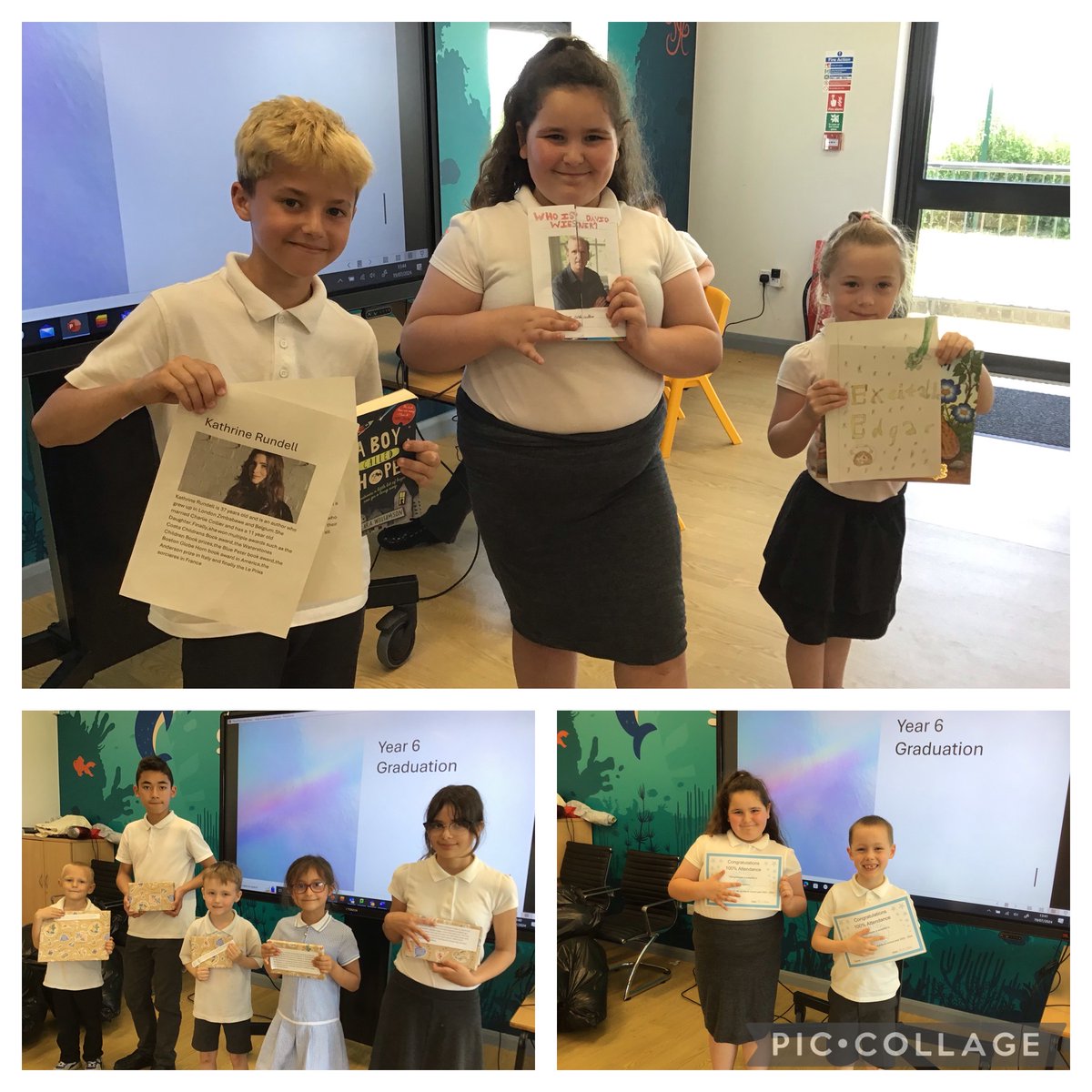 Well done to our winners- 100% attendance for the whole year, reader of the term and competition winners for the new class names.