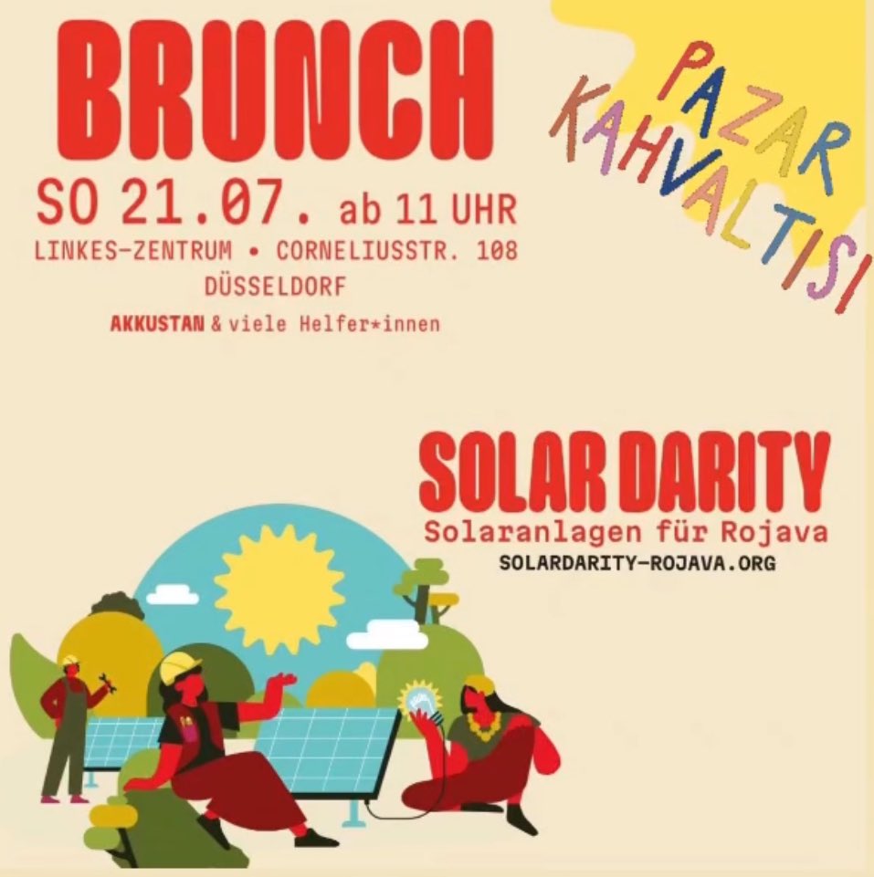#Sonntag - lecker und solardarisch mit <a href="/SolardarityR/">solardarity_rojava</a>, schlemmen für Sonnenenergieanlagen für #Rojava.