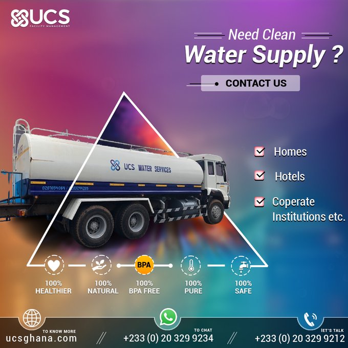 Preacherboye's tweet photo. Worried about the quality of your water supply? @ucsghana provides clean water solutions for #homes, #offices, #Coperate Institutions and more. Get a FREE Quote today and ensure peace of mind! #FacilityManagement
#angiestylish Kasoa Kuffour #leak Bongo GN Bank Riccardo Calafiori https://t.co/bIEeUP3iYI
