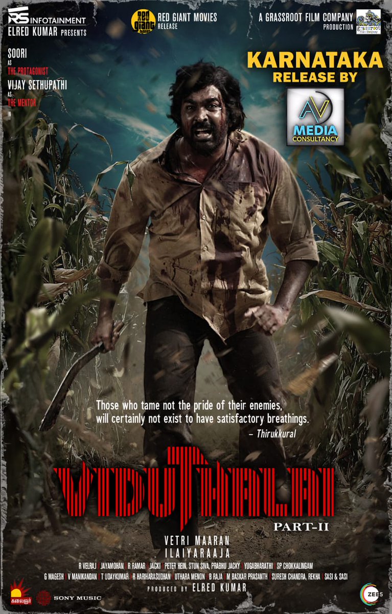kollytalkies's tweet photo. Director #VetriMaaran 's #ViduthalaiPart2 karnataka theatrical rights bagged by @venkatavmedia 

An @ilaiyaraaja Musical 

@VijaySethuOffl @sooriofficial @elredkumar @rsinfotainment @GrassRootFilmCo @ManjuWarrier4 @BhavaniSre @anuragkashyap72 #Kishore https://t.co/l7ApFvutrs