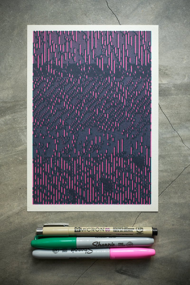 thisis0xbenj's tweet image. GM folks 🫡 I don&apos;t use my plotter enough so today I tried to rectify that a little bit. The green sharpie was darker than I expected but heck, I still like the output. Also, getting high on sharpie fumes was an unexpected gift 🤣
#plottertwitter