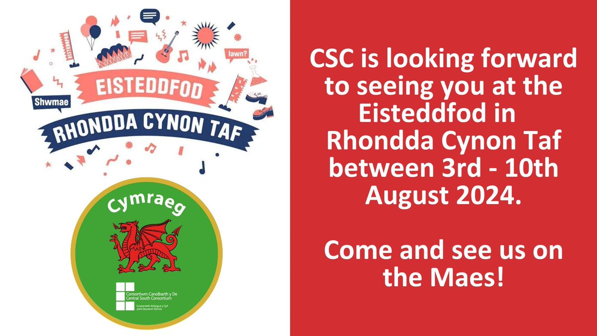 Visit us on stand 413/414 at the Rhondda Cynon Taf National Eisteddfod.

We are delighted to be sharing a stand with Rhondda Cynon Taf's Welsh medium schools.

Come and hear about our work and our professional learning offer for 2024/25.