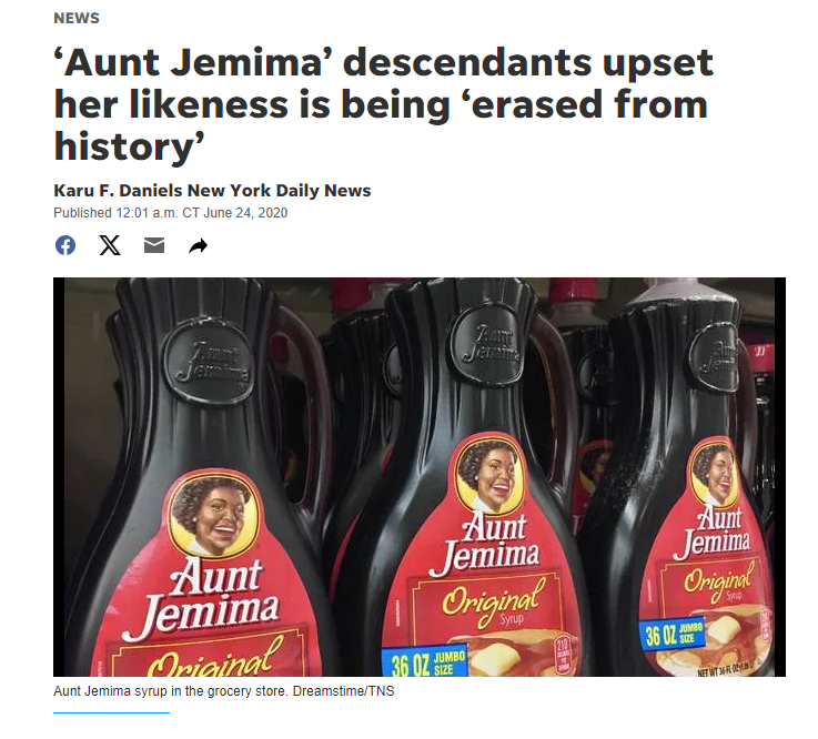 WarfighterBravo's tweet photo. In all seriousness, this was my favorite syrup since I was a kid... I will never understand how this made the world less racist?!?
#AuntJemima #PancakeSyrup #LeftistAgenda #FarLeftTrend https://t.co/PadFXSgAyc