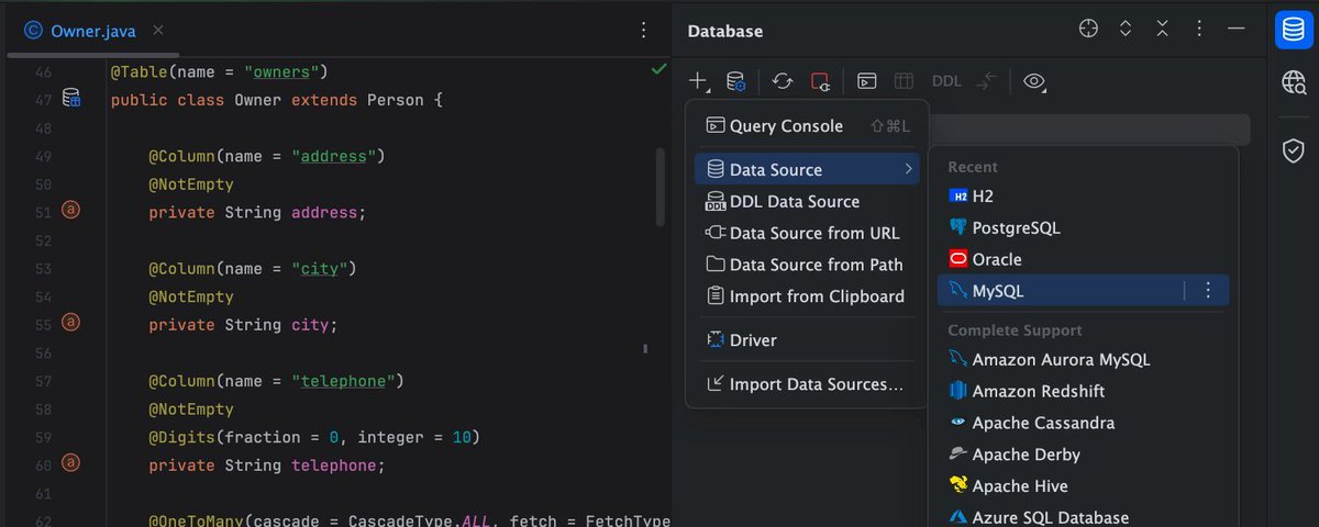 intellijidea's tweet image. Need to manage large amounts of data in your project? #IntelliJIDEA to the rescue! Query data and manage databases without leaving the IDE.

Easily add or create databases in the Database tool window (View | Tool Windows).

👉 Learn more: jb.gg/database
#IntelliJIDEATips