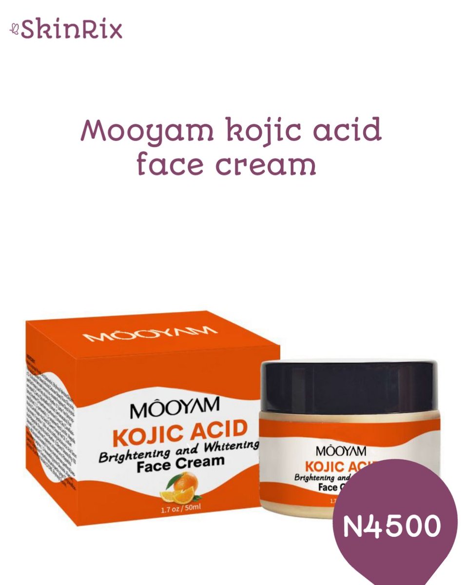 beyoutifit's tweet image. Mooyam kojic acid face cream hydrates, moistures, brightens and evens the skin.

Price: N4500

Click ⬇️ to order. buff.ly/4cZnlLm 

#skinrix