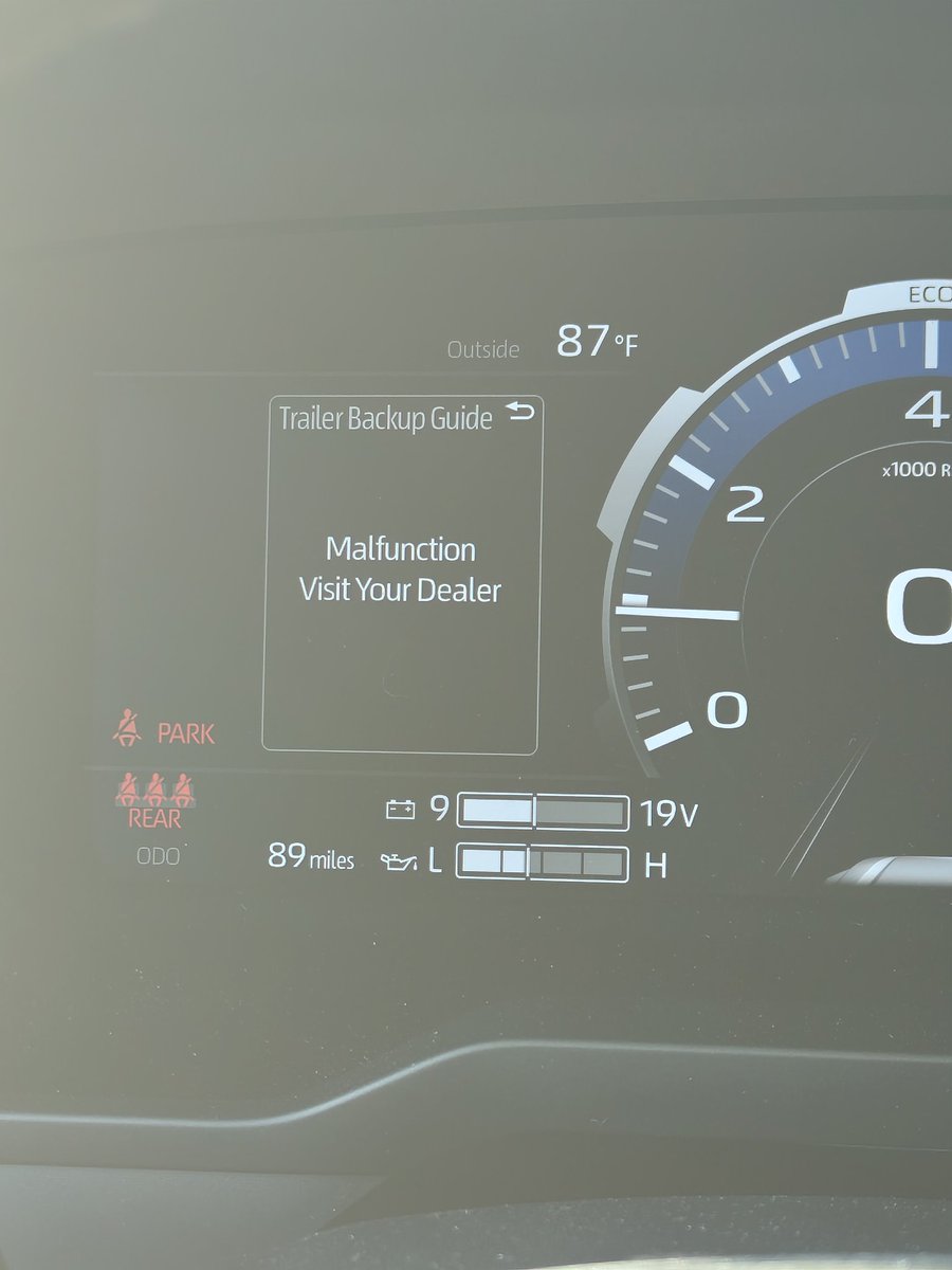 andrewdarrow's tweet photo. Only 89 miles on the odometer, and we're not off to a good start with our brand new 2024 @Toyota Tundra Limited :/ https://t.co/E2F0BTbHn3