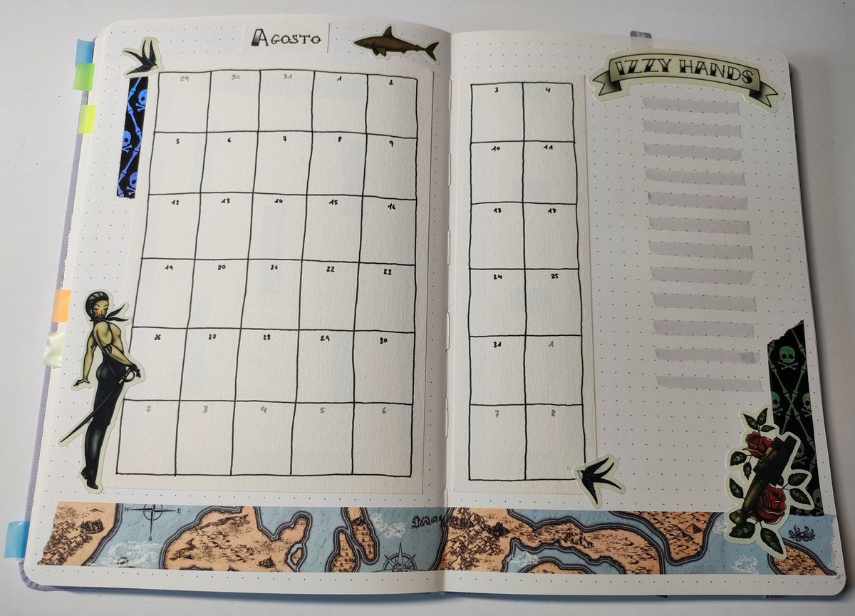 CAlixCapicua's tweet image. I know we still have some July to go, but I got @_silversheep stickers yesterday and I immediately knew what I wanted to use them for 🦈🌹🏴‍☠️ 
#BulletJournal