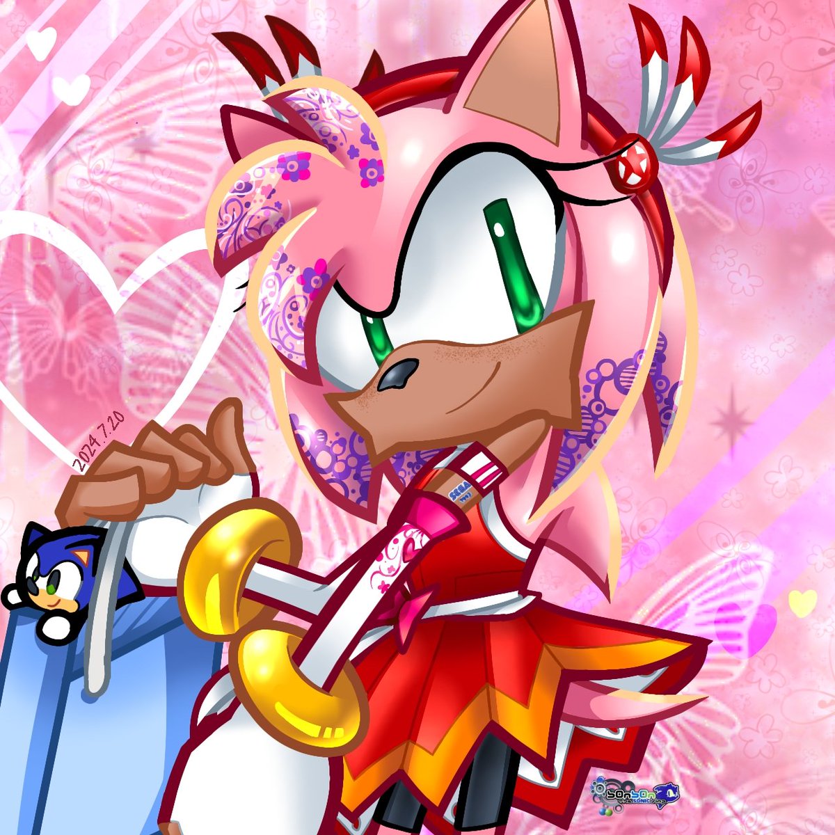 KAMAiB0NB0N_'s tweet photo. Finally finished the Amy Rose one from earlier (Because I just came back from swimming)
#SonicTheHedgehog #sth #sonic #AmyRose #amy #frutigermetro #vectorflourish #pink https://t.co/EaYTv0ZjhY