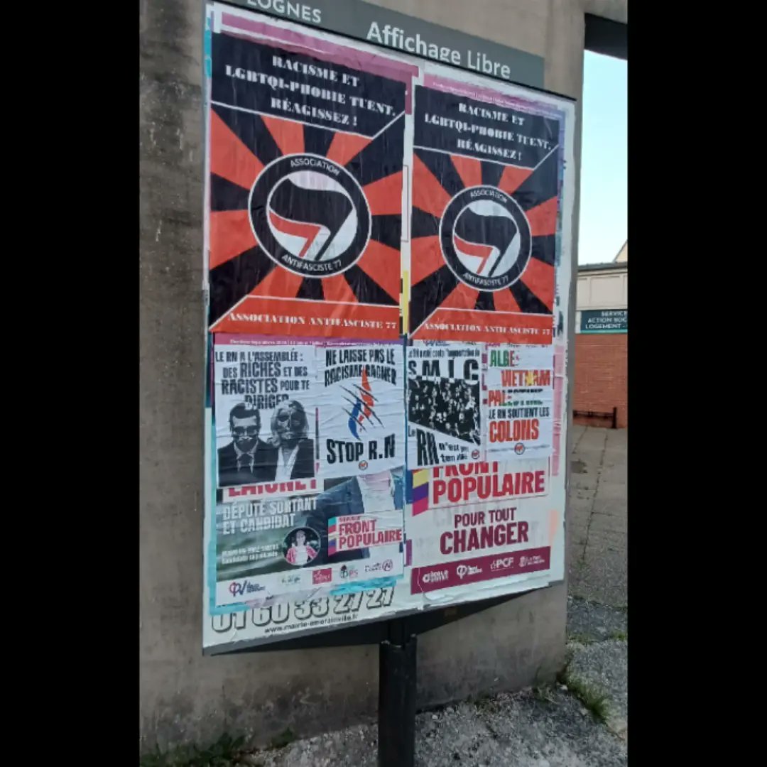 Collage AFA 77, pas de vacances pour nos revendications ! 
Nos victoires viennent de nos luttes. 
Contre l'extrême droite et les lois: immigration, retraite  assurance chômage et logement seul la lutte paiera. 
Ne vous laissez pas faire, mobilisez-vous !

#77antifa #JO #antifa