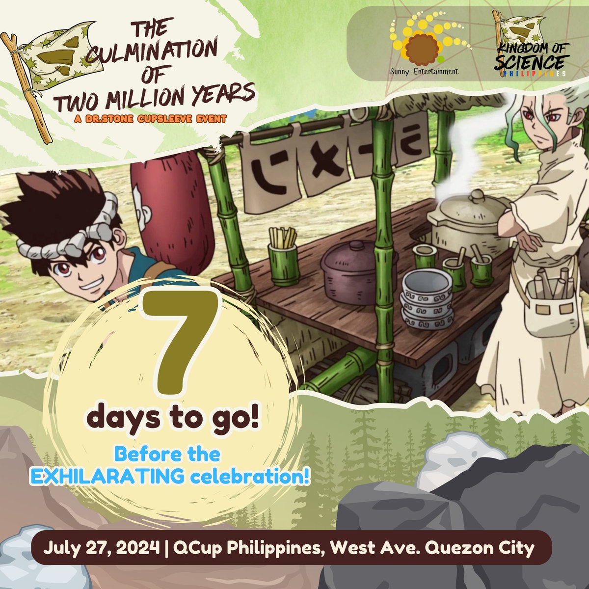 drstPHcommunity's tweet photo. It's been a long way of preparation, and now the countdown begins!
Get your space noodles ready, as the fun is about to start!
#DrStoneCSE #KoSPH #theculmination2024 https://t.co/evc0JFarvw