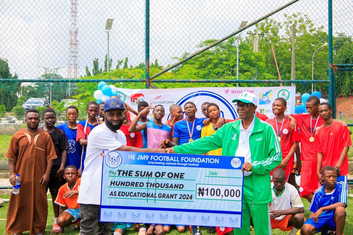 jm9foundation's tweet photo. As part of our mission, we our giving each Orphanage Home team (8 players) 100,000 NGN in educational grants

📍#socialinclusioncompetition2024

#SocialInclusionCup2024 #JM9FootballFoundation #Champions #EmpoweringOrphans #equalityorall
#socialintegration https://t.co/LpXUjtXQgn