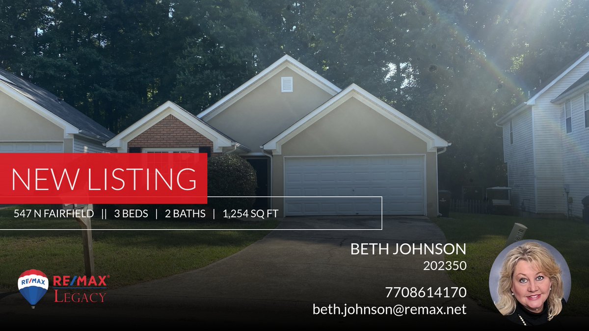 bjohnsonremax's tweet photo. 📍 New Listing 📍 Take a look at this fantastic new property that just hit the market located at 547 N Fairfield in Peachtree City. Reach out here or at 7708614170 for more information

RE/MAX Legacy
Peachtree City, GA https://t.co/DRxGtsWwRe https://t.co/2OO5uzwD6f