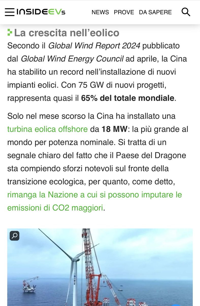 robdellaseta's tweet photo. Eco-antipatizzanti arrendetevi! In Italia x la prima volta le rinnovabili elettriche sopra le fossili: +27,3% nel primo semestre ´24 sul ‘23, fossili -19%. Intanto in Cina installati la + grande turbina eolica off-shore (18 MW) e il + grande parco fotovoltaico (3,5 GW) al mondo https://t.co/nT5tdEYlNx
