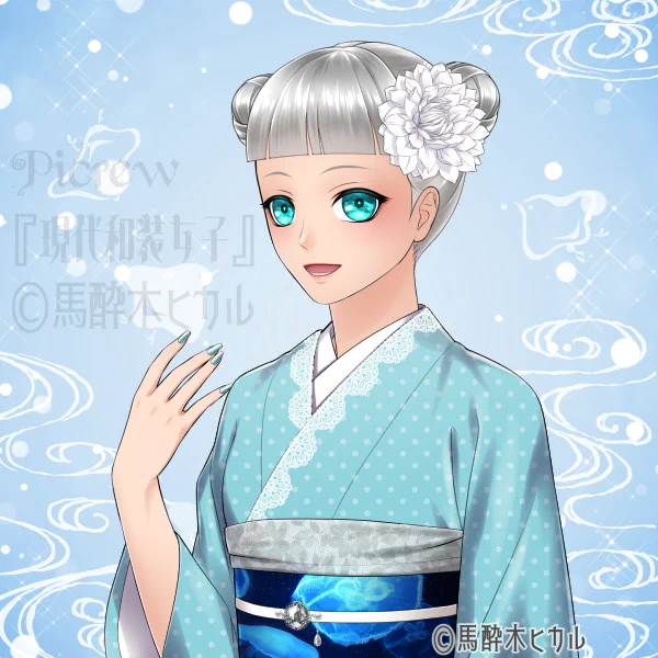 #Picrew #現代和装女子 メーカーで 暑いのでで涼をとる色とクラゲ柄帯の #着物コーデ メーカーは限定公開になってますので ご利用になりたい方は当アカウントをフォローとリプでその旨ご連絡いただければと思います よろしくお願いいたします