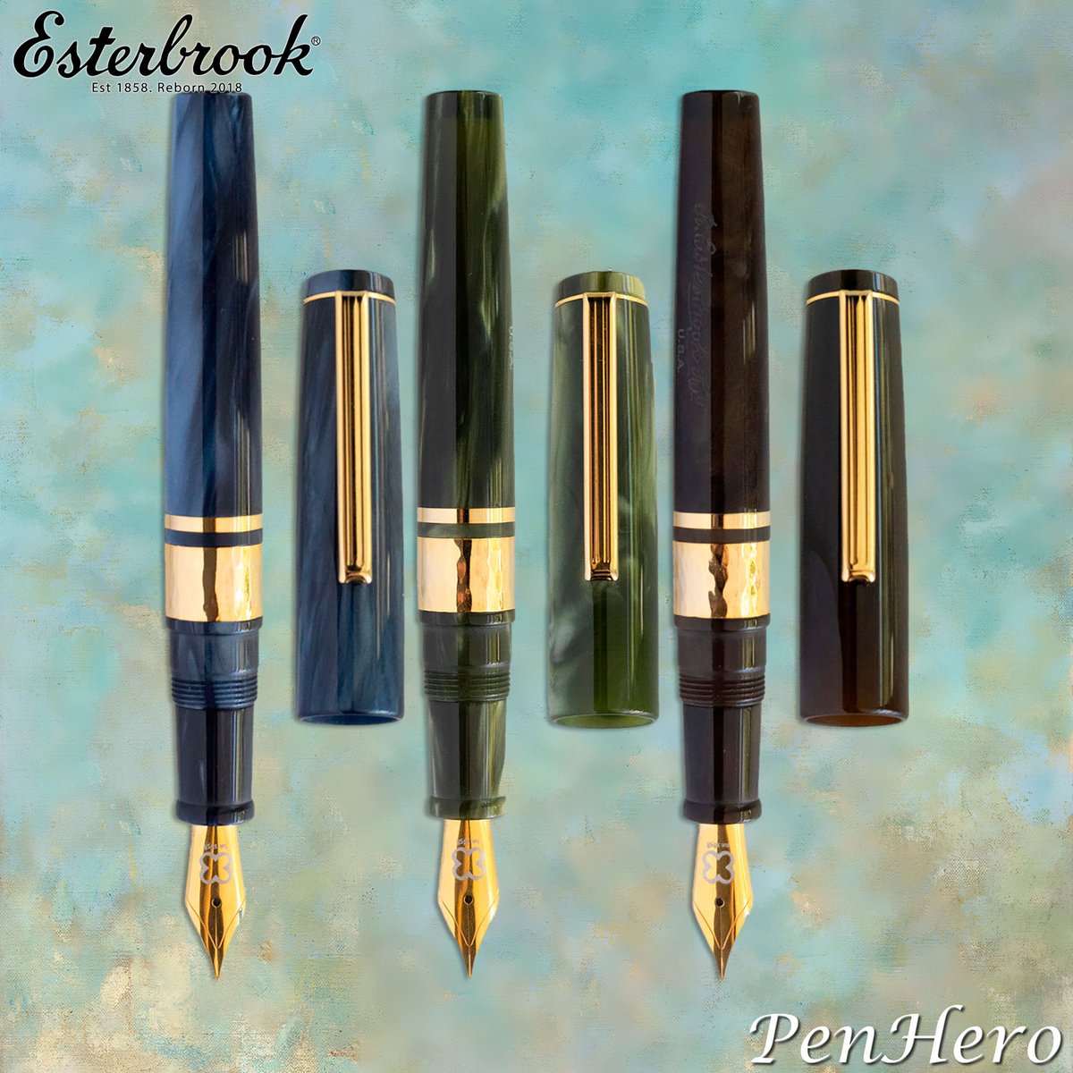 PenHero's tweet photo. Esterbrook Model J Chatoyant Acrylics
Palm Green, Capri Blue, and Pumpkin Latte
Fountain pen $225

Extra fine, fine, medium and 1.1 stub available

Check out all of them by clicking here:

https://t.co/01DDaz69ii

#pencollecting #fountainpen #modelj #esterbrook #estie #penhero https://t.co/2MZ4wLDERu