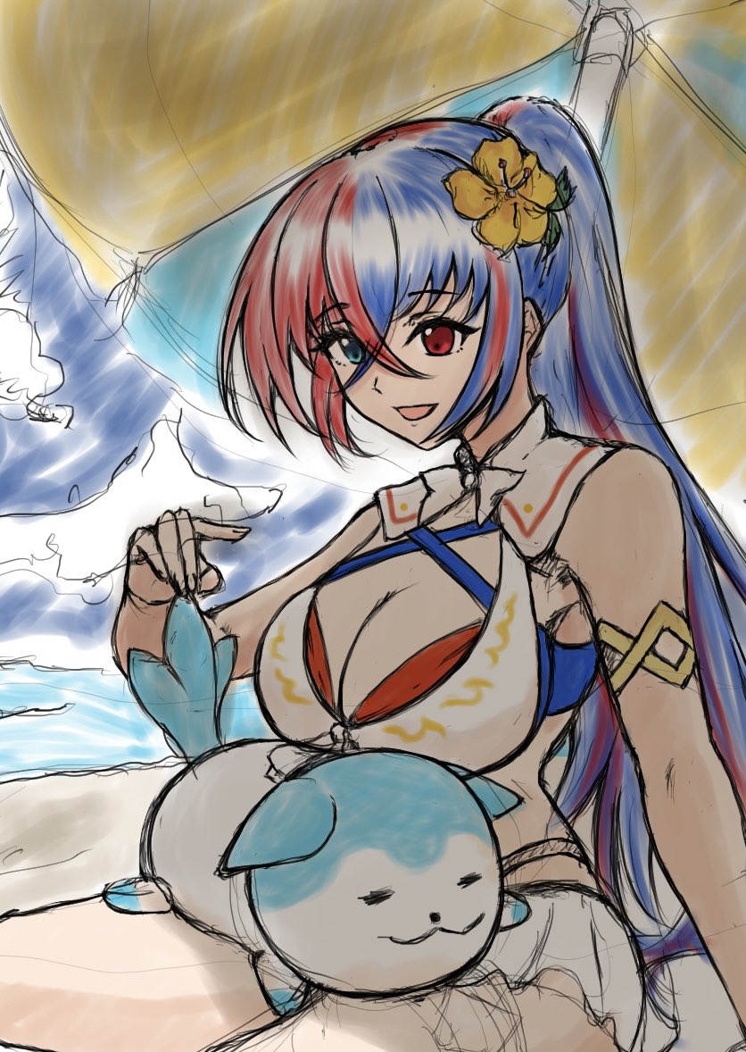 リュール(女主人公) ,リュール 「水着リュール雰囲気は出てきた気がする。」|ばねろんのイラスト