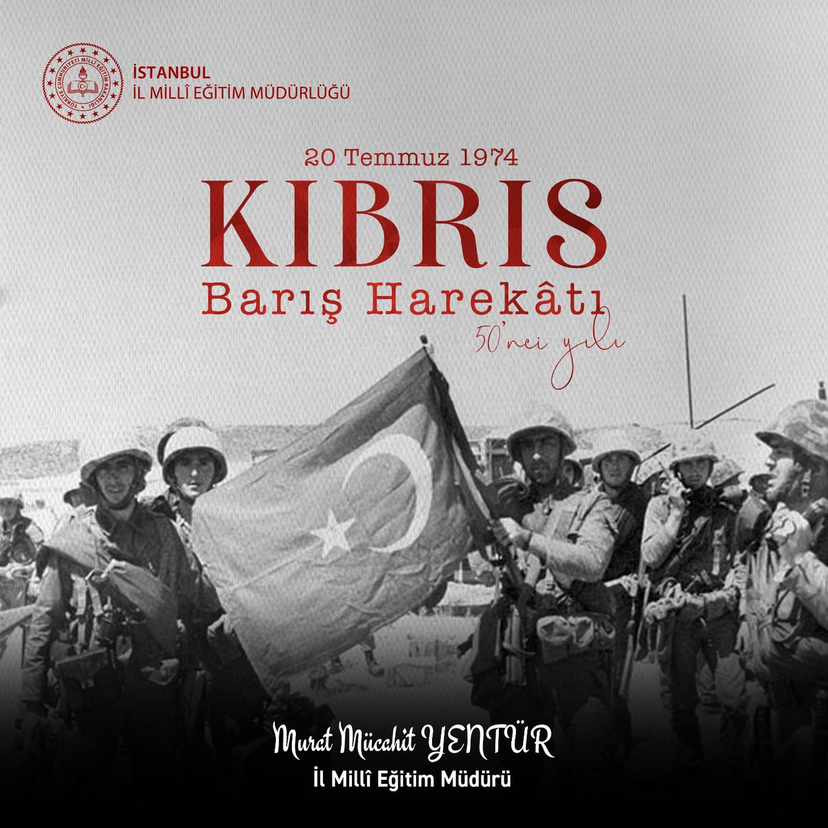 Kıbrıs millî meselemiz, Kıbrıs Türk halkı diğer yarımızdır. Barış Harekâtı'nın yarım asırlık mirasını koruyan şehitlerimize rahmet, gazilerimize uzun ömürler diliyoruz.

Kuzey Kıbrıs Türk Cumhuriyeti'nin özgürlük ve bağımsızlık mücadelesinin nişanesi Barış ve Özgürlük Bayramı'nın