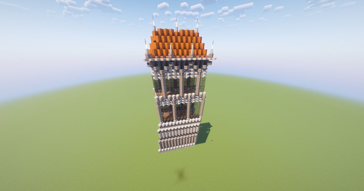 塔と塔をつなぐ通路
初めての斜め建築で上手く出来なかった…
#Minecraft建築
